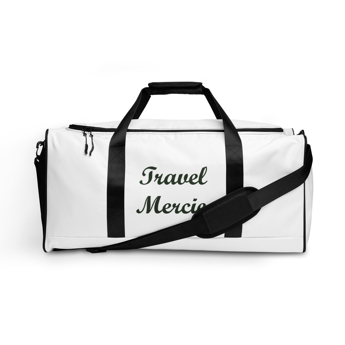 Duffle Bag Companion: "Travel Mercies" in dark Ash color print