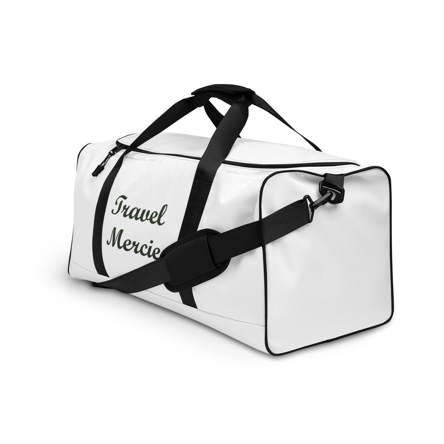 Duffle Bag Companion: "Travel Mercies" in dark Ash color print