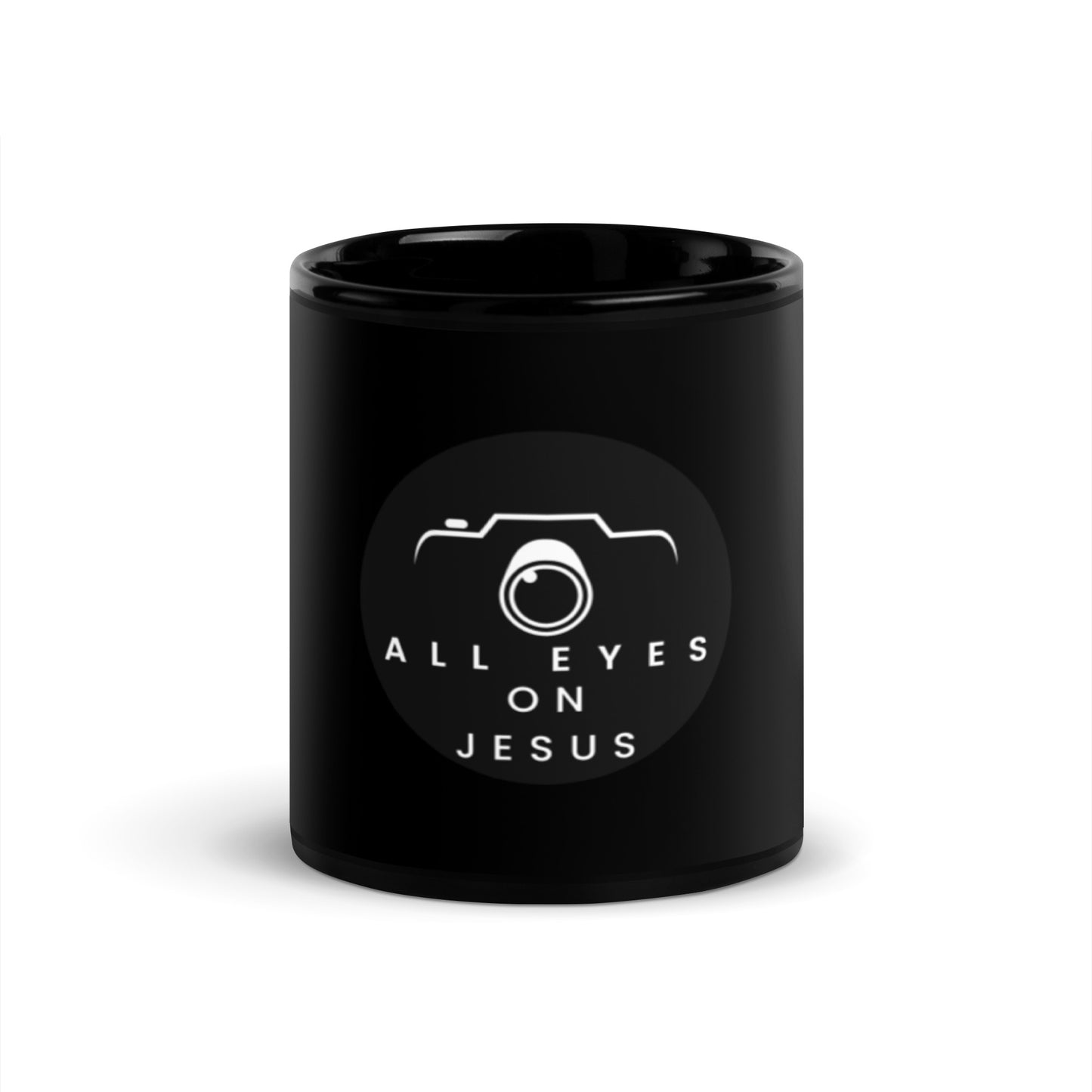 Maisonette Shoppers World | Black Glossy Mug | All Eyes on Jesus