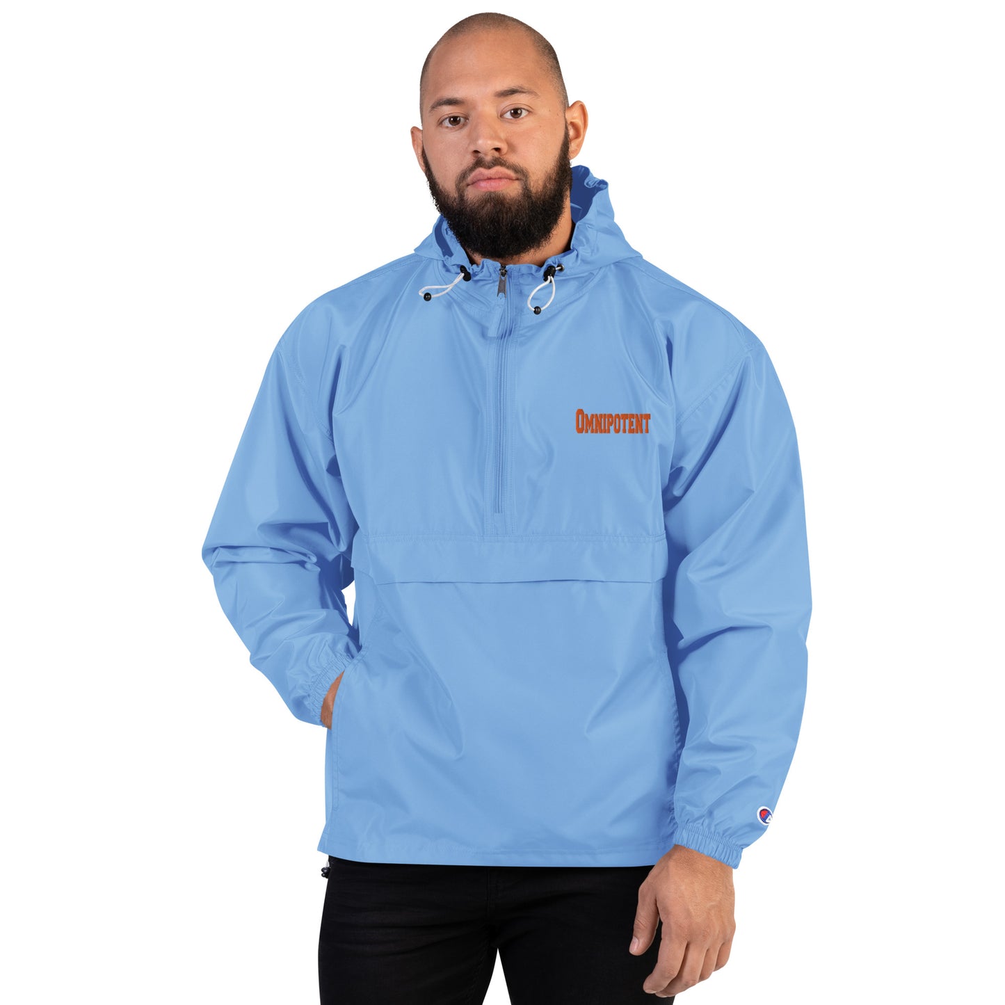 Embroidered Champion Packable Jacket UNISEX | Omnipotent in Orange script