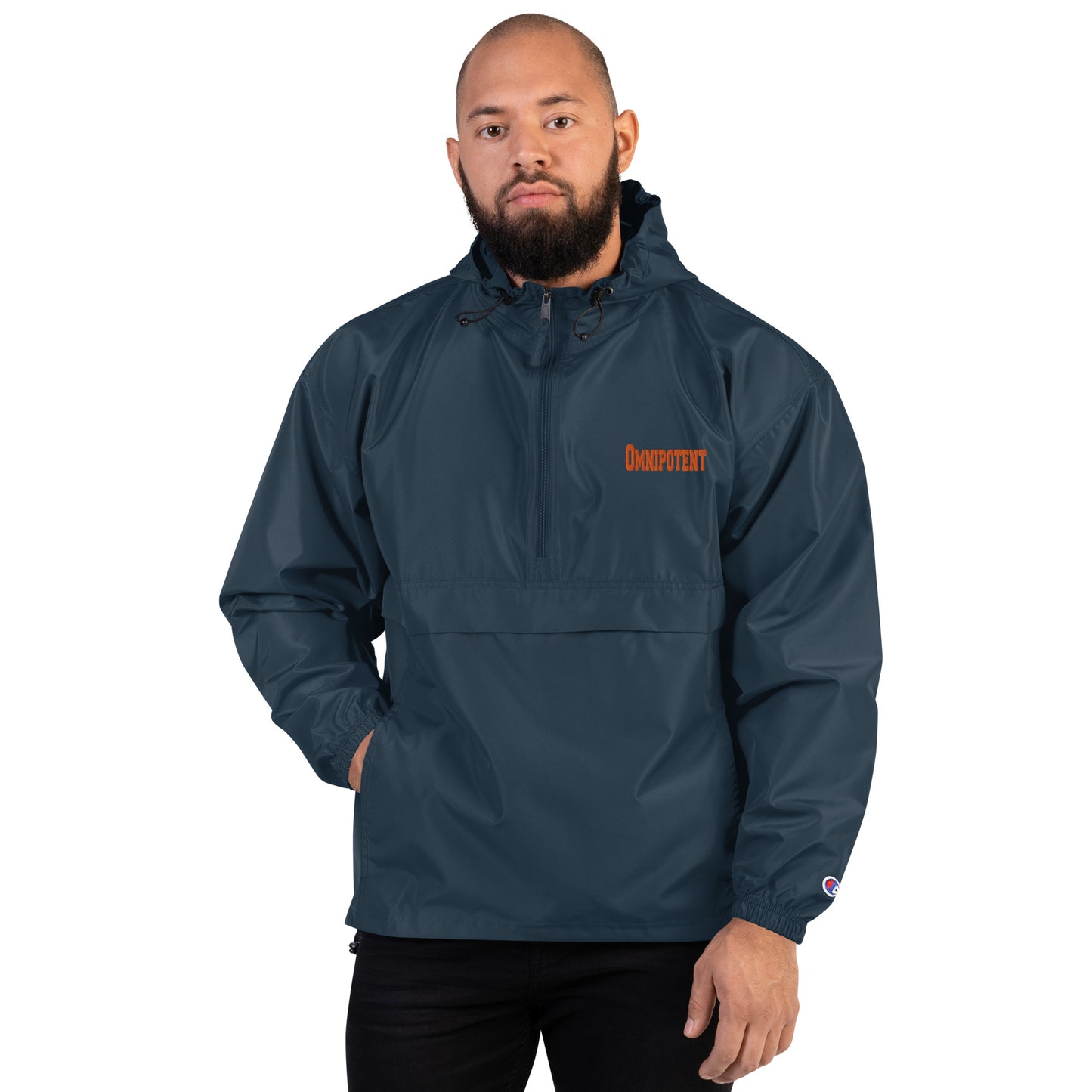 Embroidered Champion Packable Jacket UNISEX | Omnipotent in Orange script