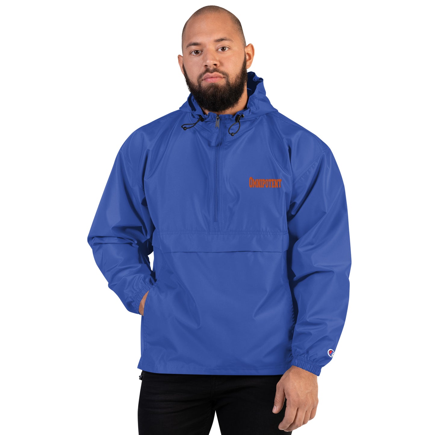 Embroidered Champion Packable Jacket UNISEX | Omnipotent in Orange script