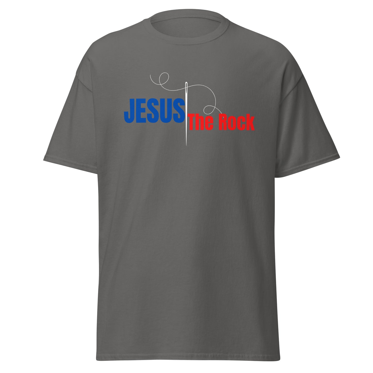 UNISEX Classic Tee | Jesus the Rock in BlueR script