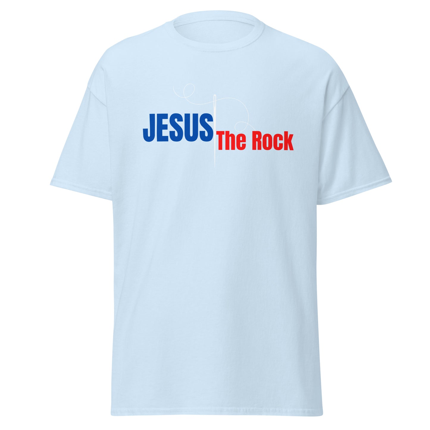 UNISEX Classic Tee | Jesus the Rock in BlueR script