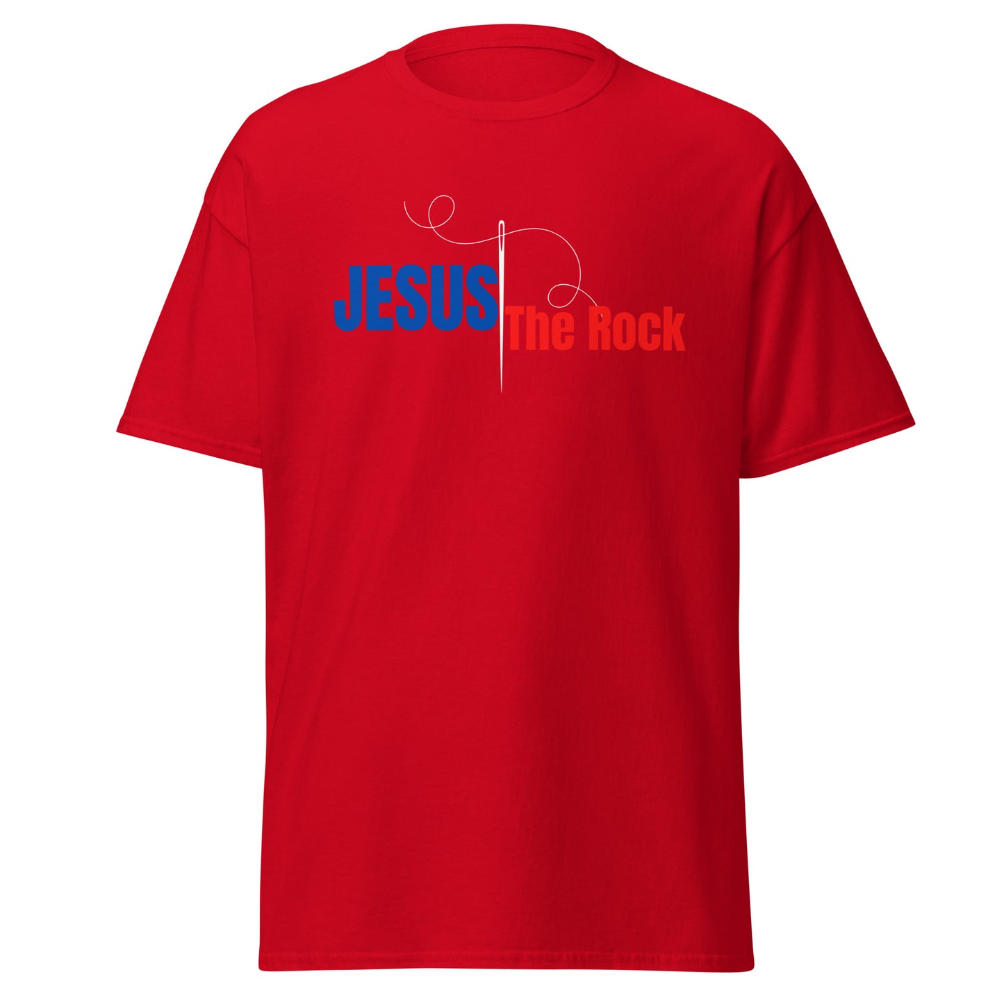 UNISEX Classic Tee | Jesus the Rock in BlueR script