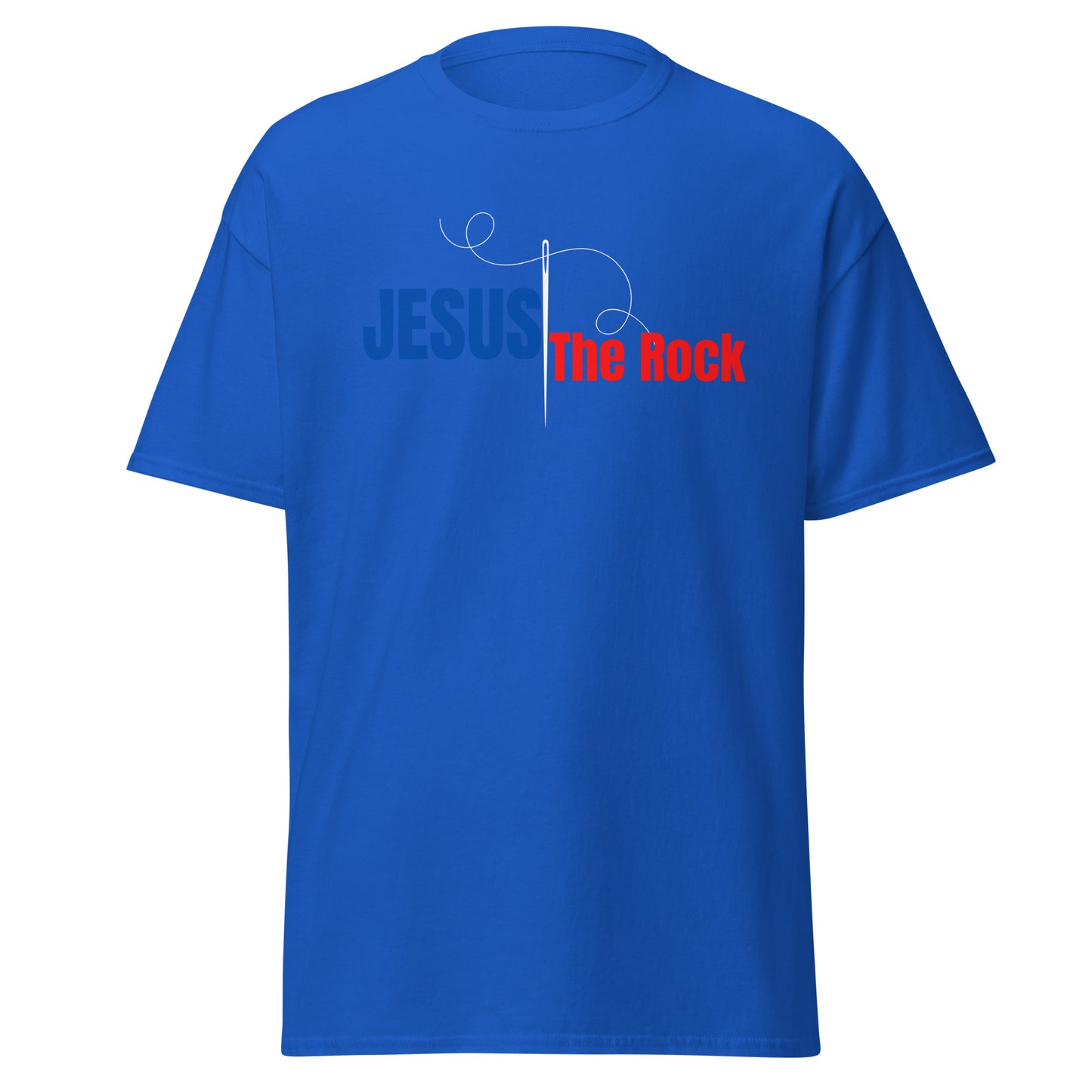 UNISEX Classic Tee | Jesus the Rock in BlueR script