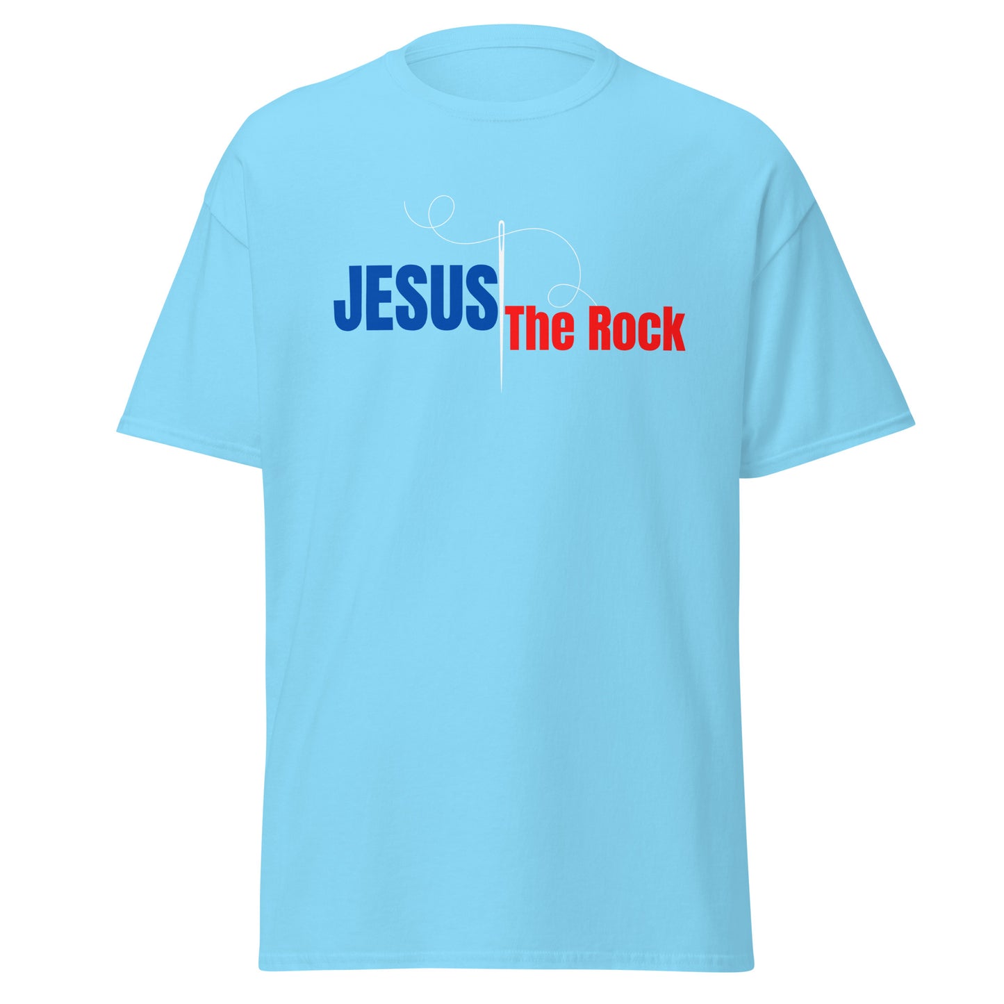 UNISEX Classic Tee | Jesus the Rock in BlueR script