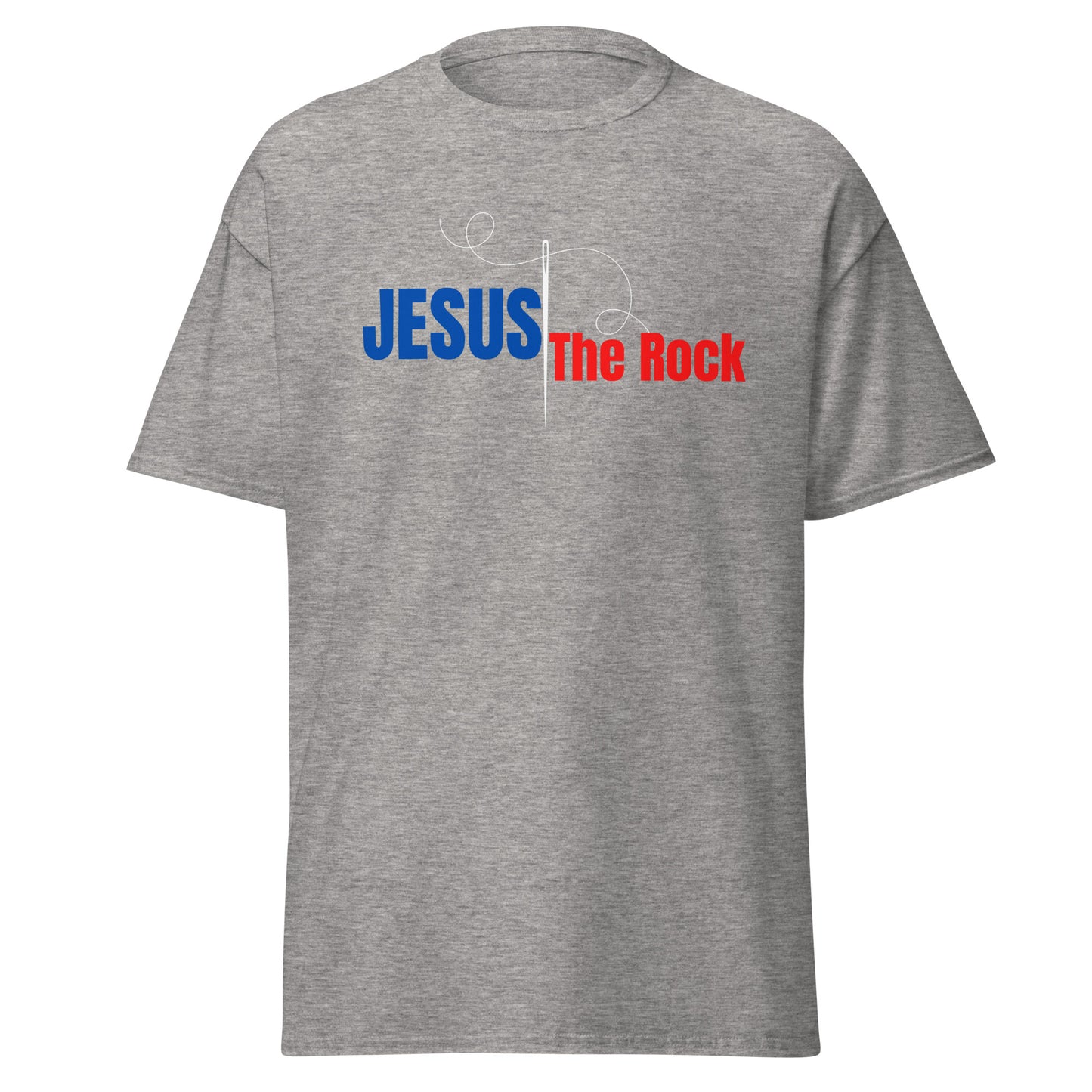 UNISEX Classic Tee | Jesus the Rock in BlueR script