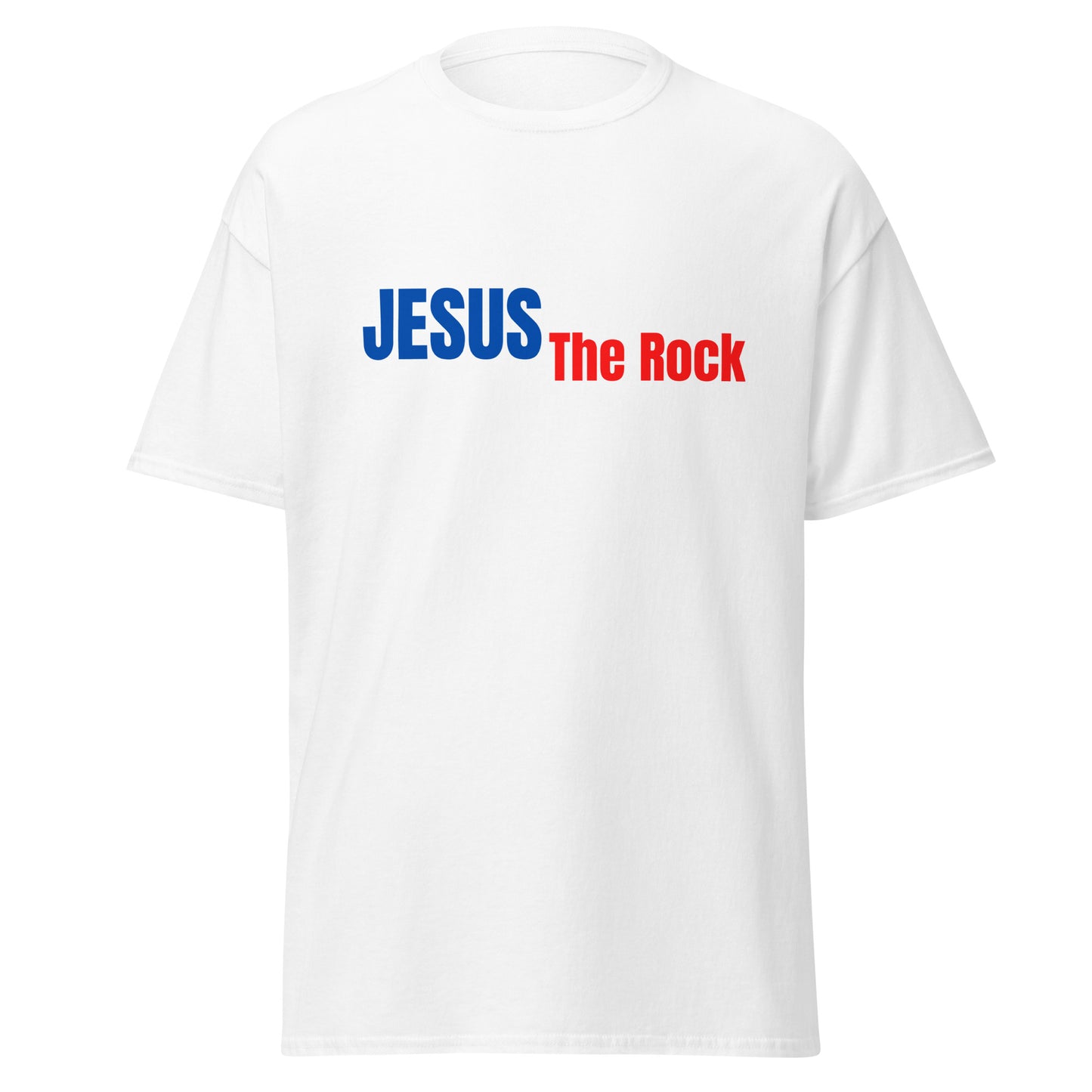 UNISEX Classic Tee | Jesus the Rock in BlueR script