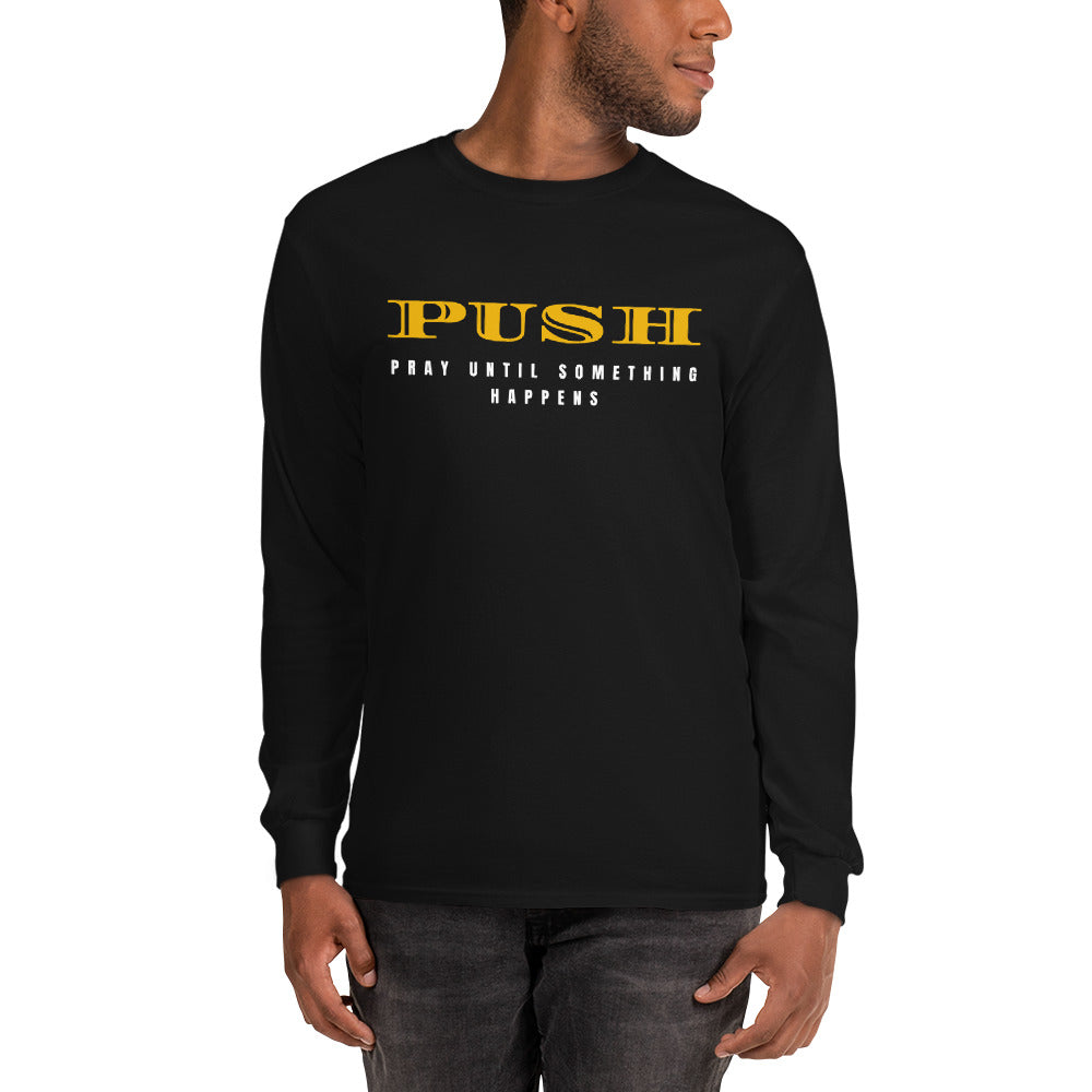 Unisex Sweatshirt "PUSH-Pray Until Something Happens" in Gold script