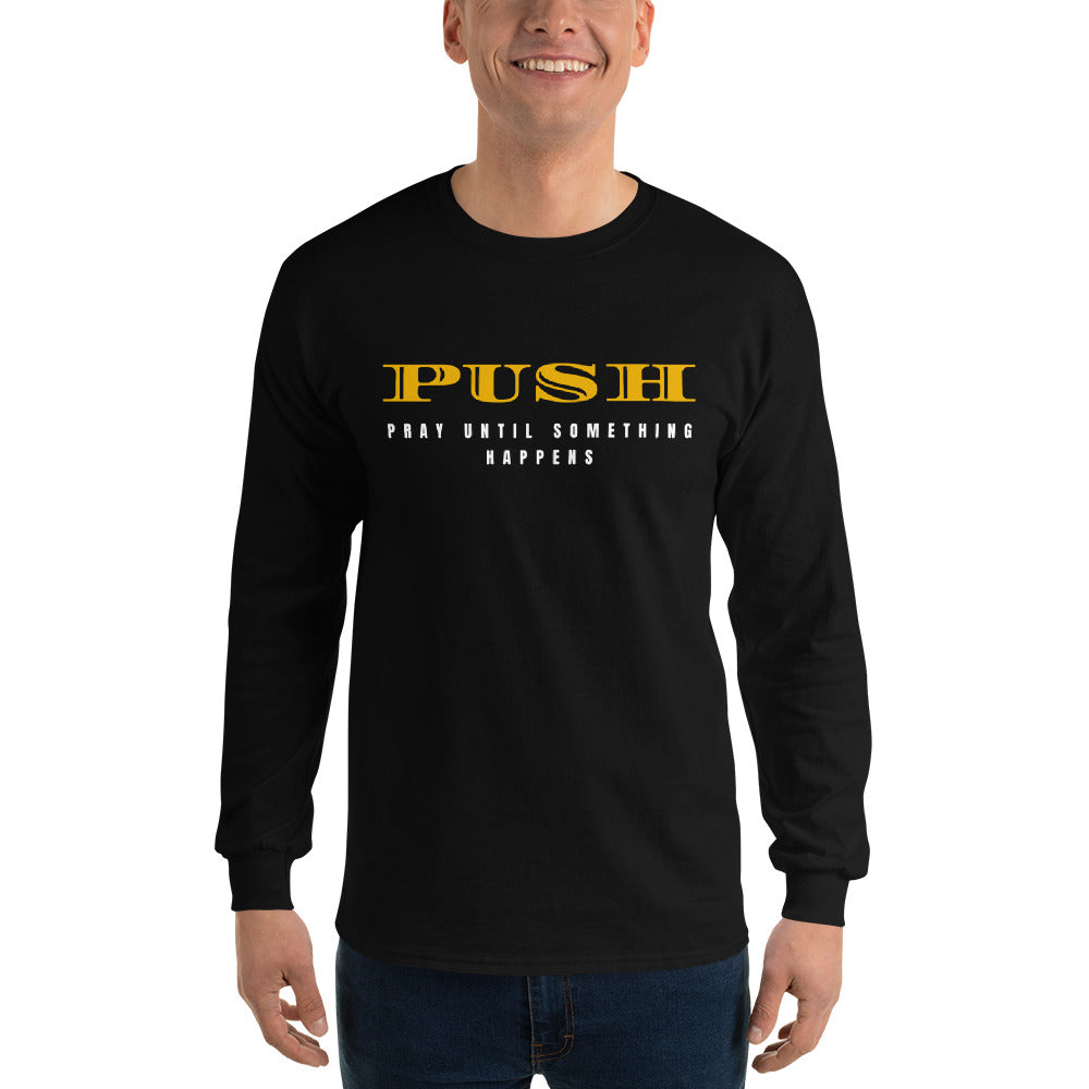 Unisex Sweatshirt "PUSH-Pray Until Something Happens" in Gold script