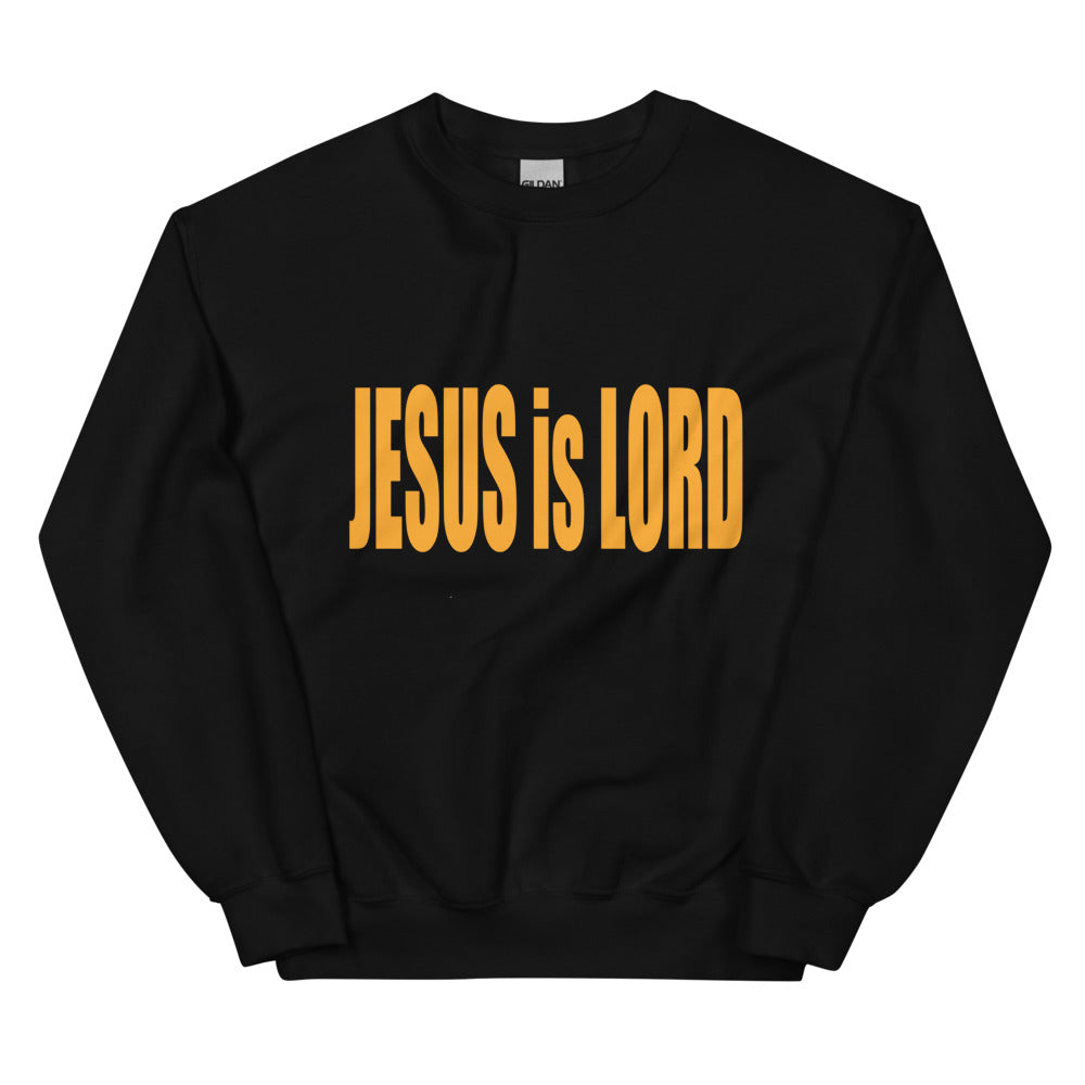 Unisex Classic Fit Warm Sweatshirt - "Jesus is Lord" in Gold Print