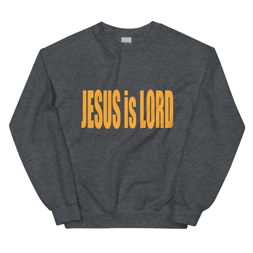 Unisex Classic Fit Warm Sweatshirt - "Jesus is Lord" in Gold Print