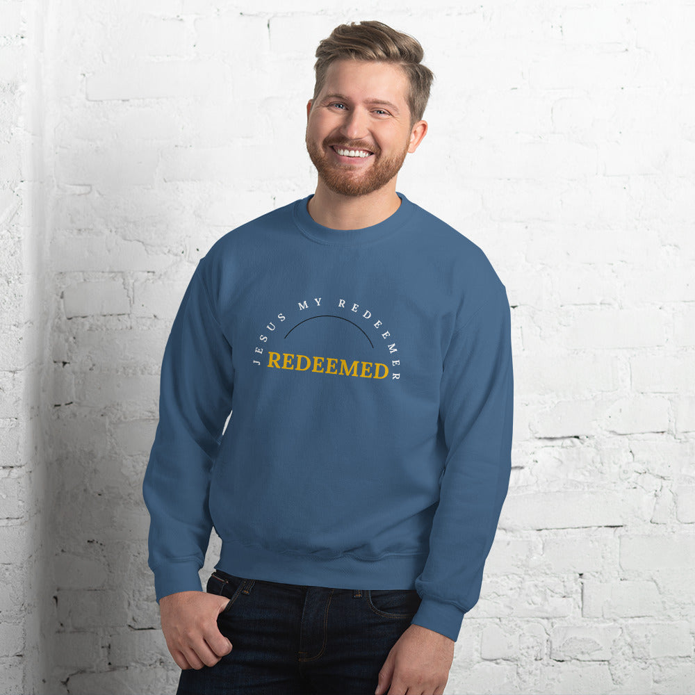 Unisex Sweatshirt Class Fit: "Redeemed" in Golden script