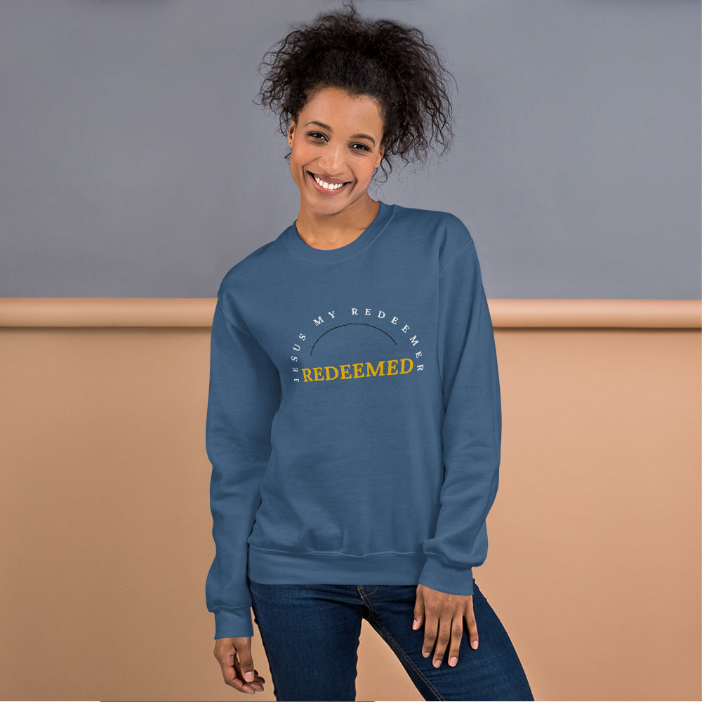 Maisonette Shoppers World | Unisex Sweatshirt Class Fit - "Redeemed" in Golden script