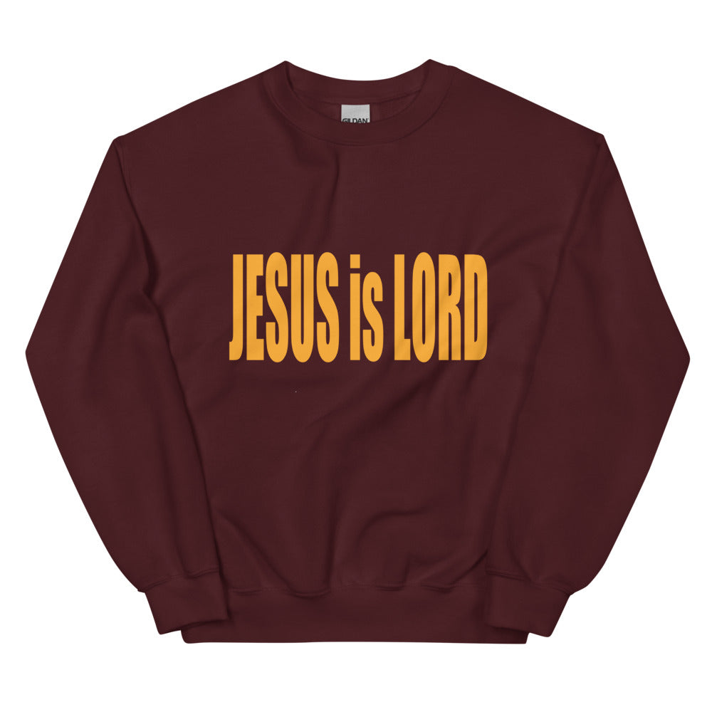 Unisex Classic Fit Warm Sweatshirt - "Jesus is Lord" in Gold Print