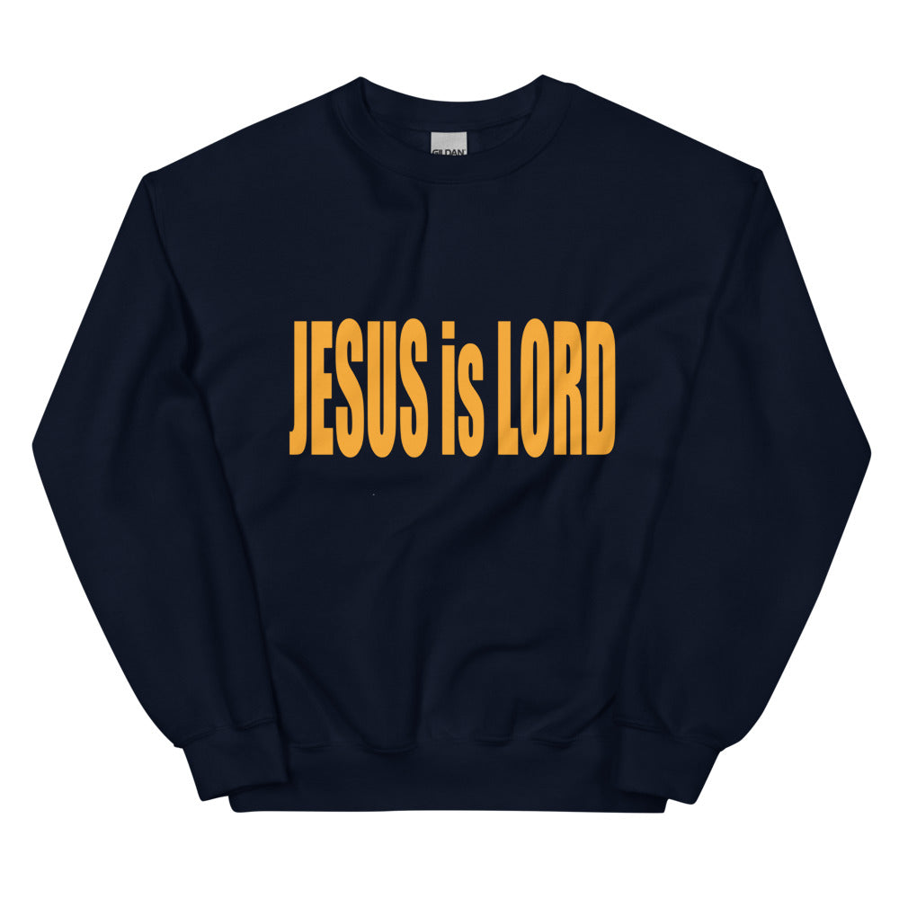 Unisex Classic Fit Warm Sweatshirt - "Jesus is Lord" in Gold Print