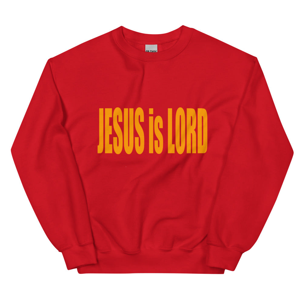 Unisex Classic Fit Warm Sweatshirt - "Jesus is Lord" in Gold Print