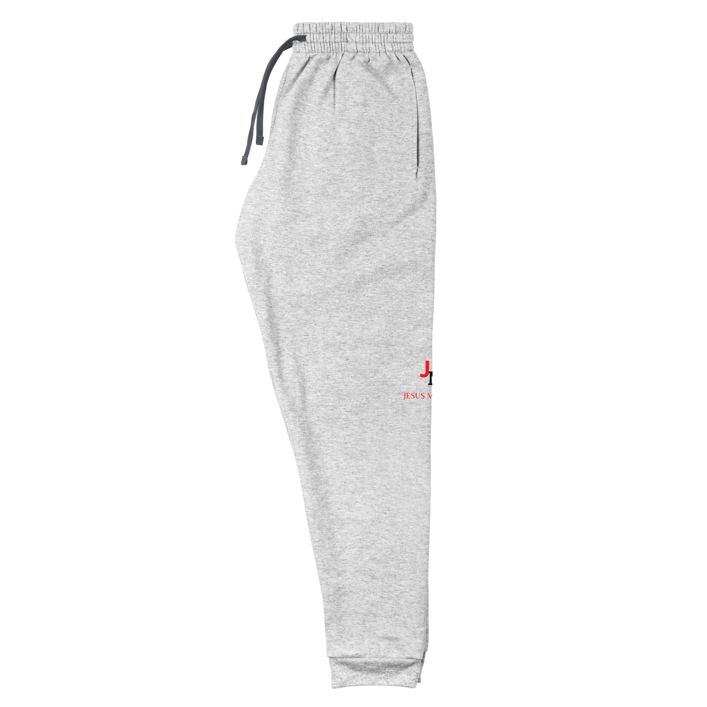 Unisex Joggers: "JM - Jesus Messiah", in Red-Blue script