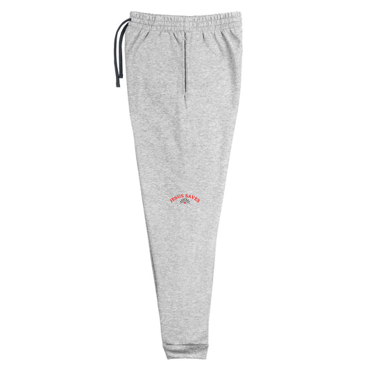 Unisex Joggers: "Jesus Saves" in Red script