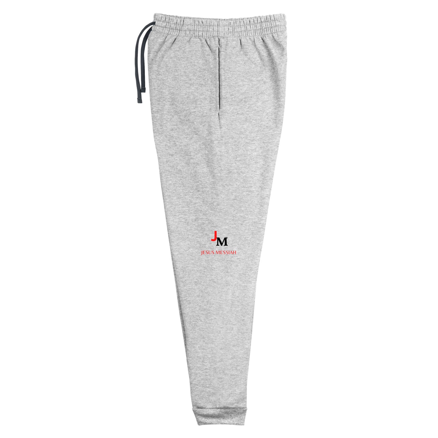 Unisex Joggers: "JM - Jesus Messiah", in Red-Blue script