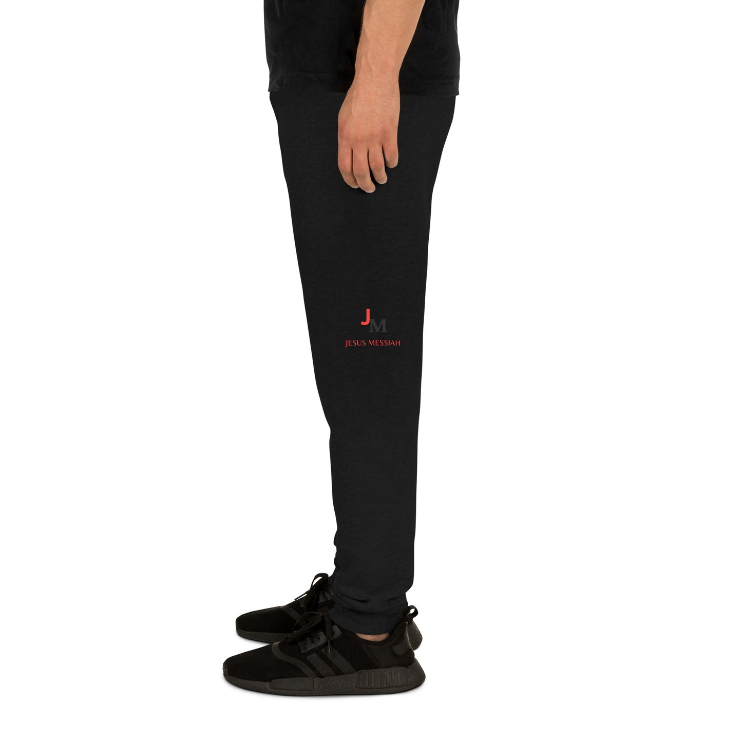 Unisex Joggers: "JM - Jesus Messiah", in Red-Blue script