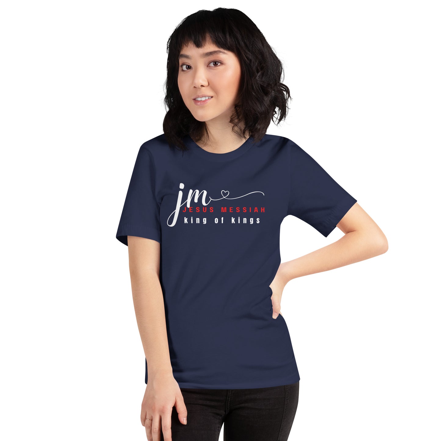 Unisex T-shirt | JM-Jesus Messiah in W/R script