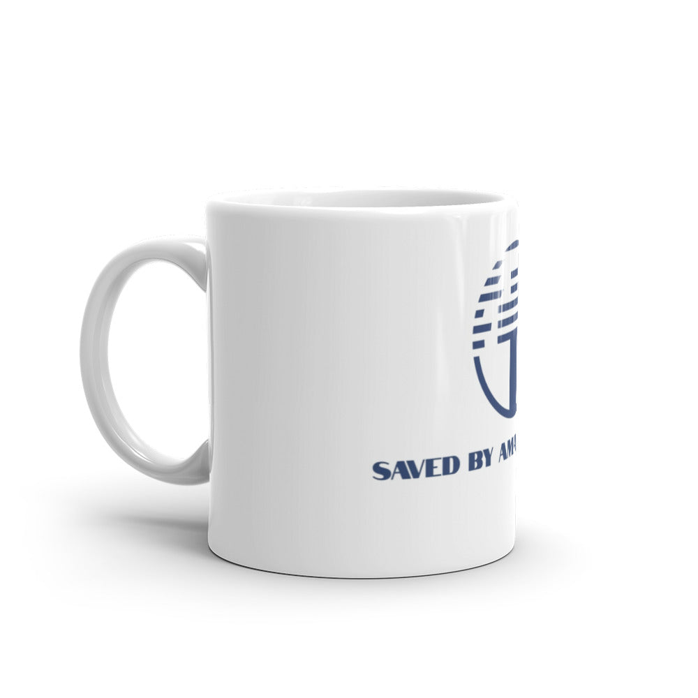 White Glossy Mug - "Saved By Amazing Grace"